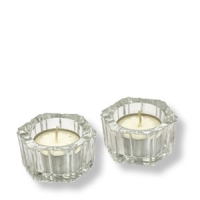 Kleines Kerzenständer-Paar, aus Glas